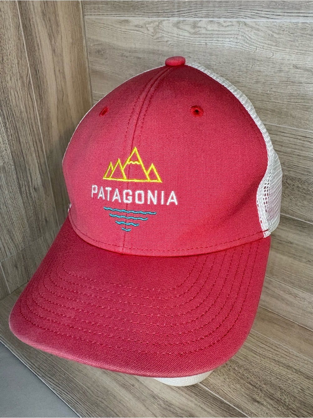 Patagonia Mesh Trucker Hat Pink Mountains Big Kids Youth